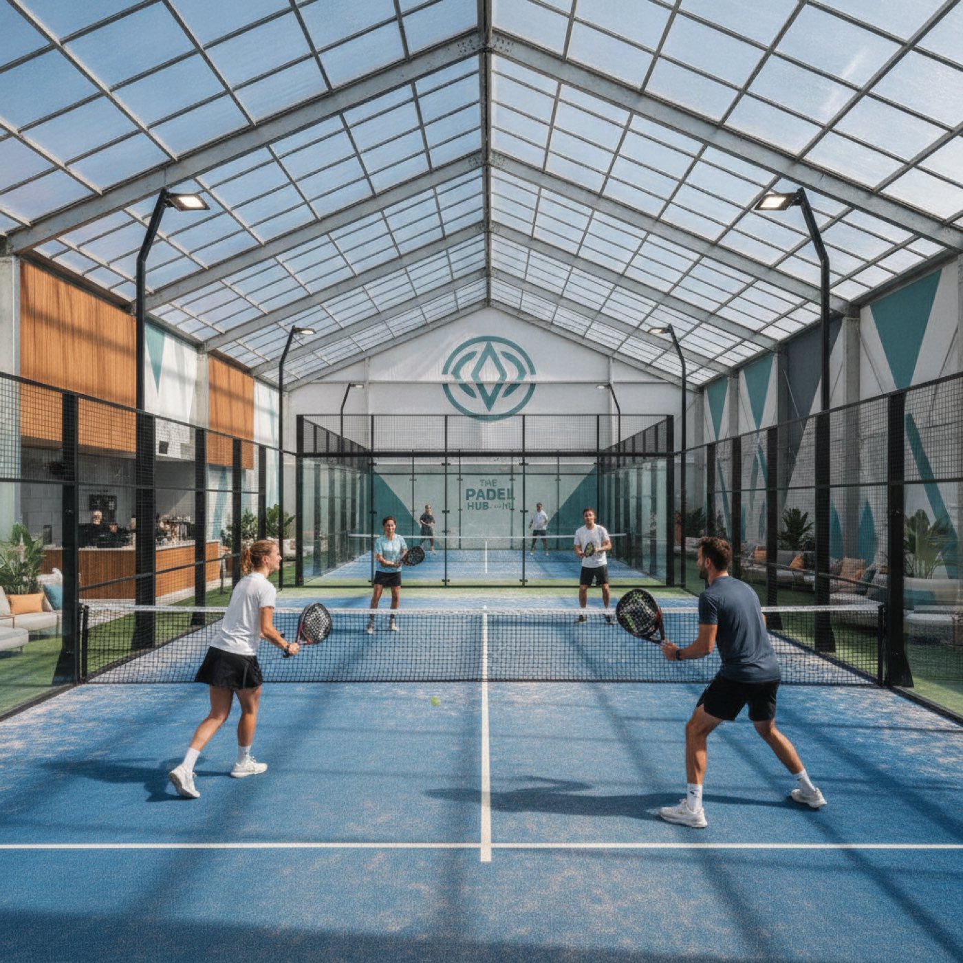 Women engaged in a padel tennis match at Vibora Club, Baghdad, Iraq.