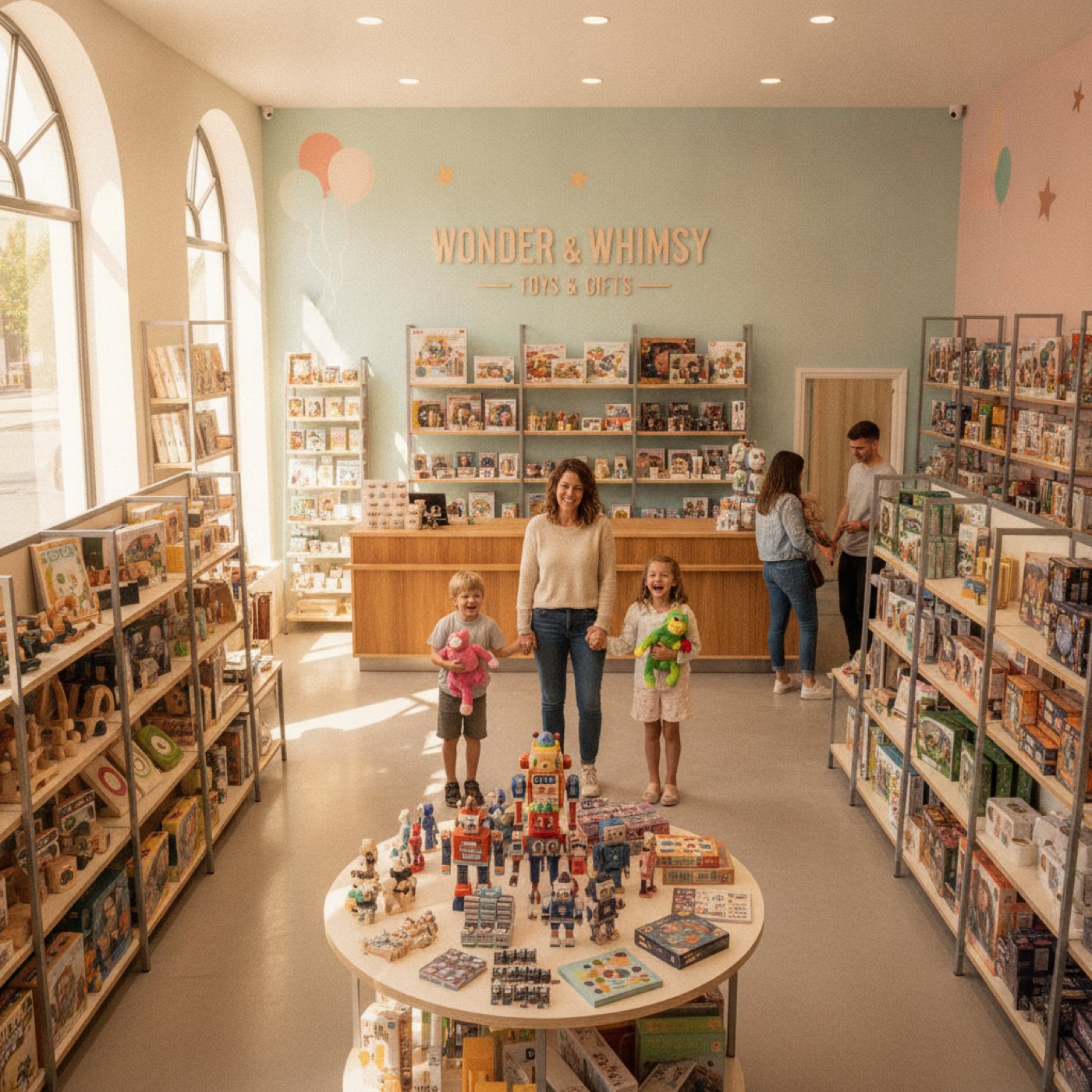 Charming vintage shop displaying a variety of retro toys and classic decor.